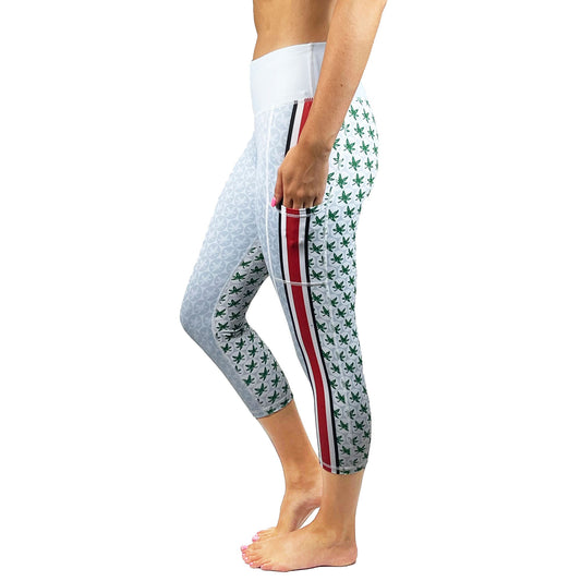 Women's Gray Ohio State Buckeyes Game Day Cell Phone Pocket Capri Leggings