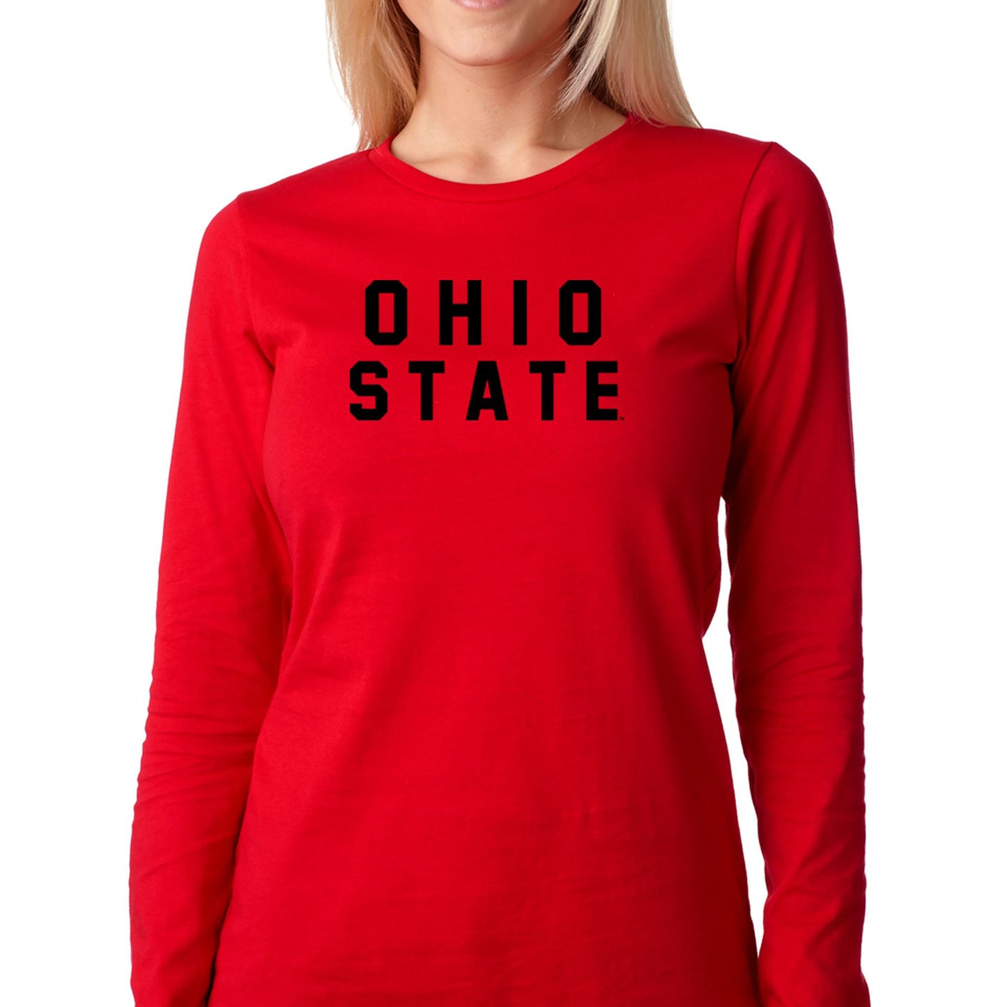 Women's  Scarlet Ohio State Buckeyes Block Hit Long Sleeve T-Shirt