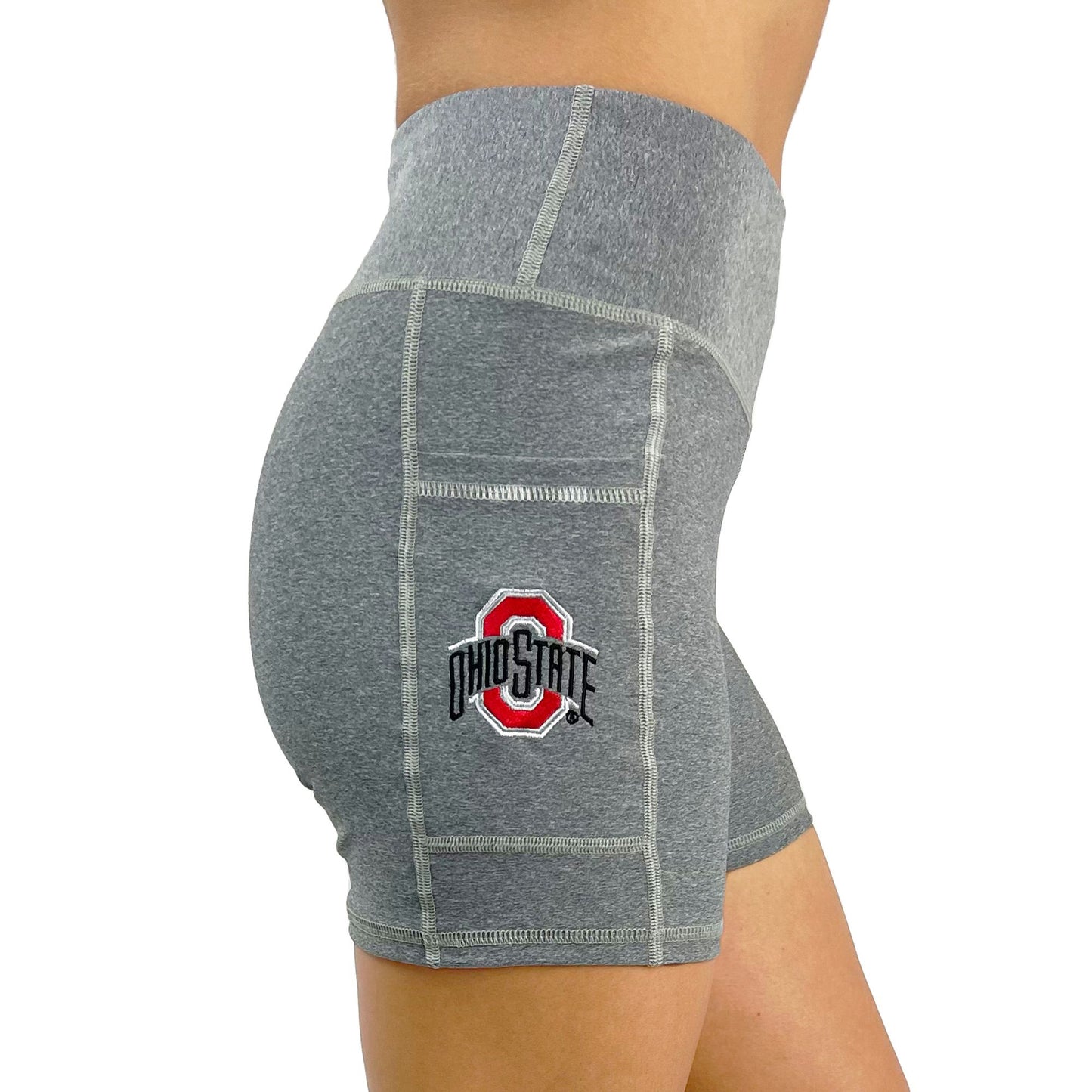 Women's  Heather Gray Ohio State Buckeyes Cell Phone Pocket Shorts