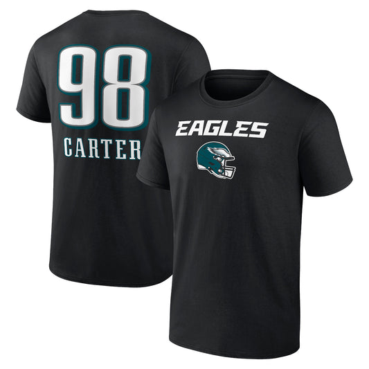 Men's Jalen Carter Black Philadelphia Eagles Wordmark Player Name & Number T-Shirt