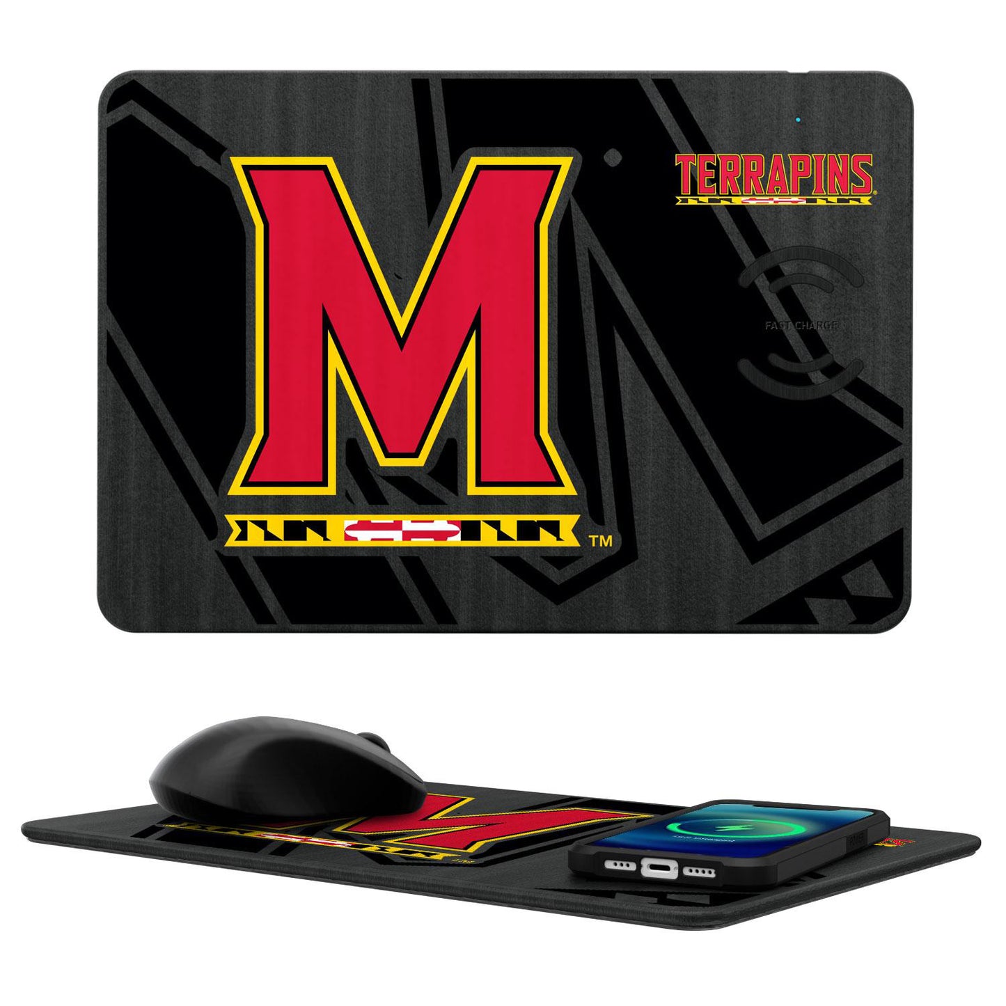 Keyscaper Maryland Terrapins Wireless Charger and Mouse Pad