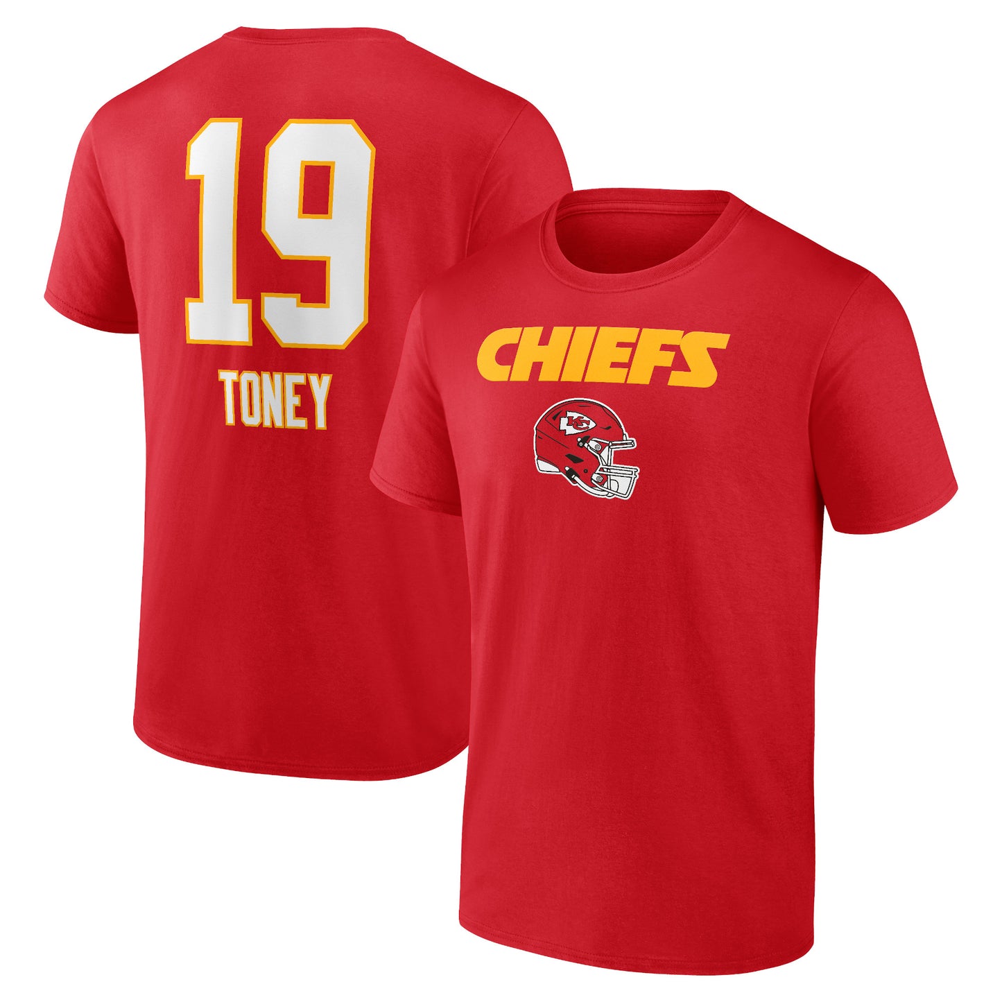 Men's Kadarius Toney Red Kansas City Chiefs Wordmark Player Name & Number T-Shirt