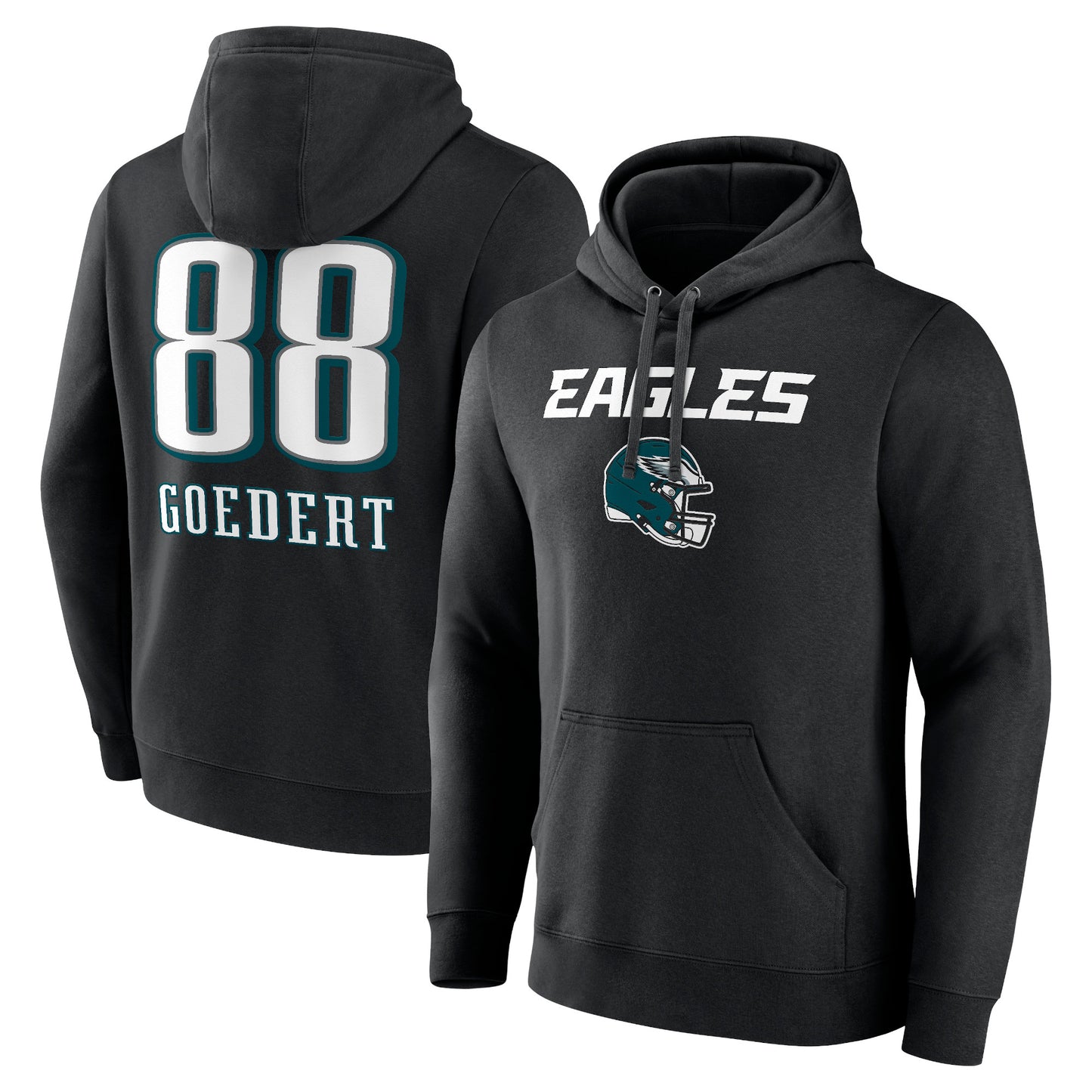 Men's Dallas Goedert Black Philadelphia Eagles Wordmark Player Name & Number Pullover Hoodie