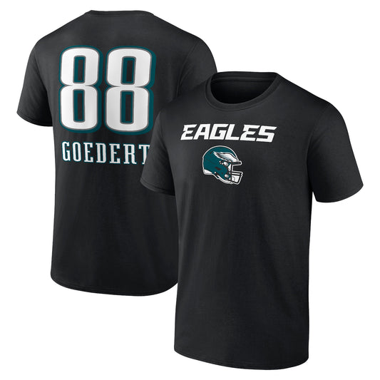 Men's Dallas Goedert Black Philadelphia Eagles Wordmark Player Name & Number T-Shirt