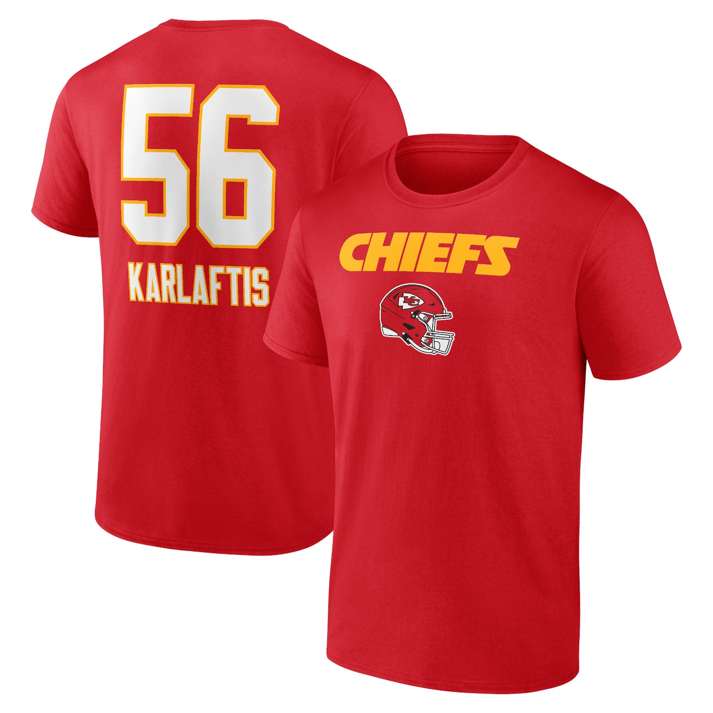 Men's George Karlaftis Red Kansas City Chiefs Wordmark Player Name & Number T-Shirt