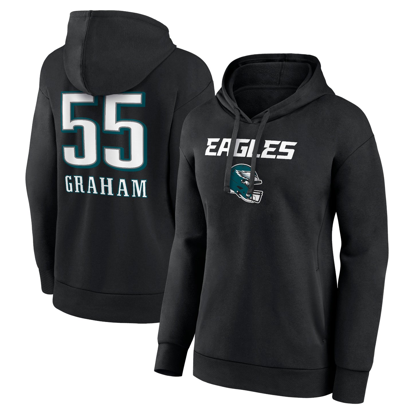 Women's Brandon Graham Black Philadelphia Eagles Wordmark Player Name & Number Pullover Hoodie