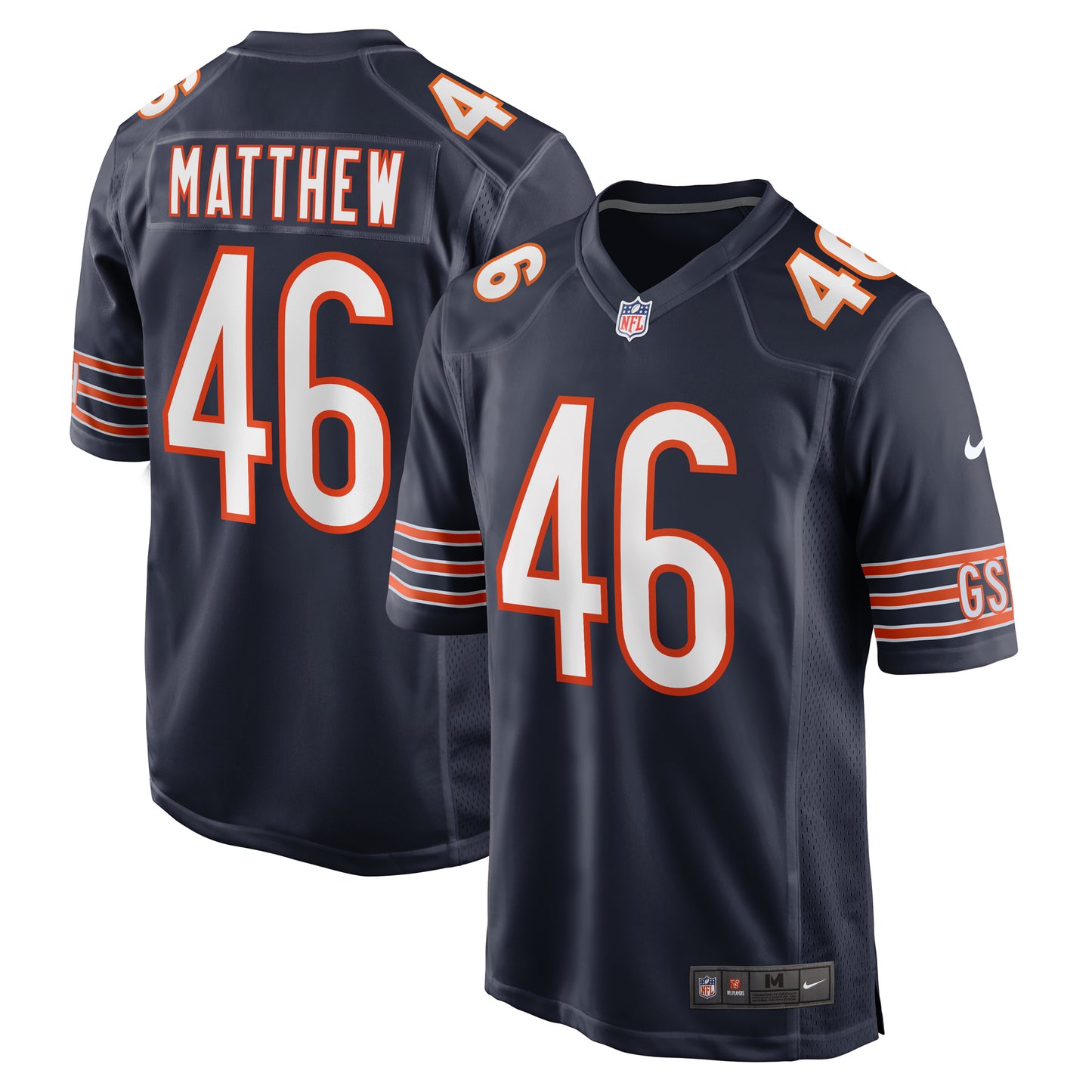 Men's Nike Christian Matthew  Navy Chicago Bears  Game Jersey