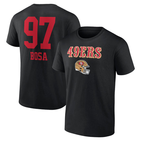 Men's Nick Bosa Black San Francisco 49ers Wordmark Player Name & Number T-Shirt