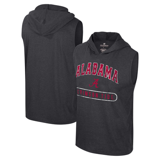 Men's Colosseum Black Alabama Crimson Tide Varsity Sleeveless Hoodie Tank Top