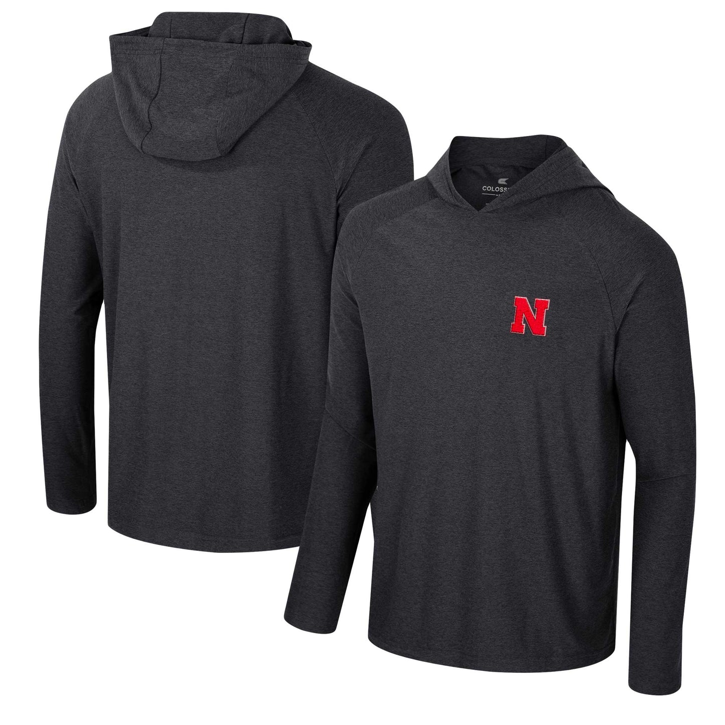 Men's Colosseum Black Nebraska Huskers Cloud Jersey Raglan Long Sleeve Hoodie T-Shirt