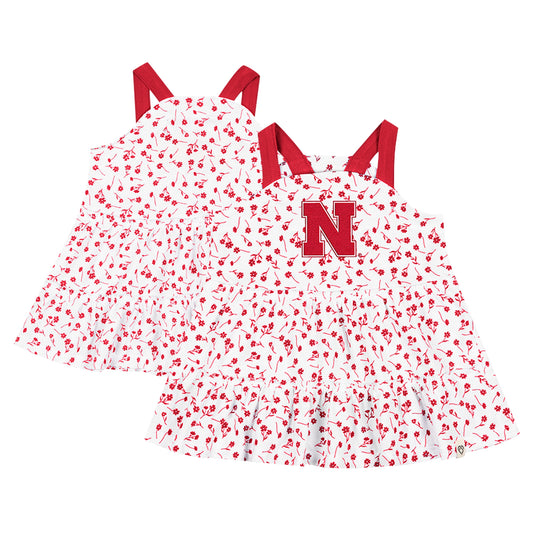 Girls Infant Colosseum White Nebraska Huskers Robin Floral Dress