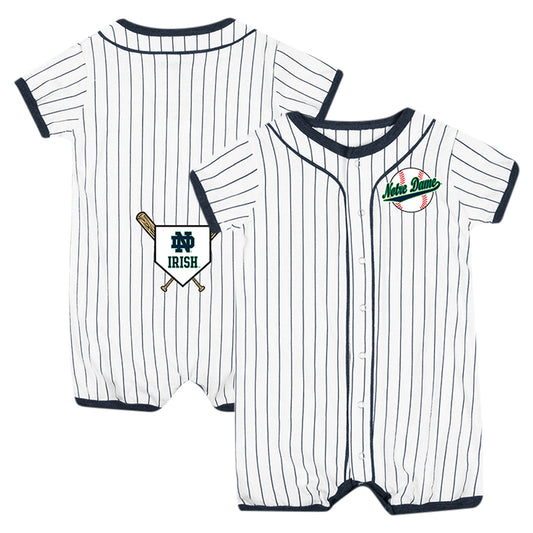 Newborn & Infant Colosseum White Notre Dame Fighting Irish Pinstripe Dusty Romper