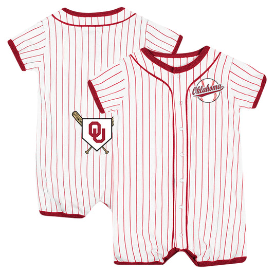 Newborn & Infant Colosseum White Oklahoma Sooners Pinstripe Dusty Romper