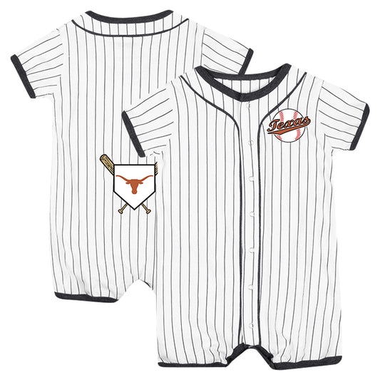 Newborn & Infant Colosseum White Texas Longhorns Pinstripe Dusty Romper