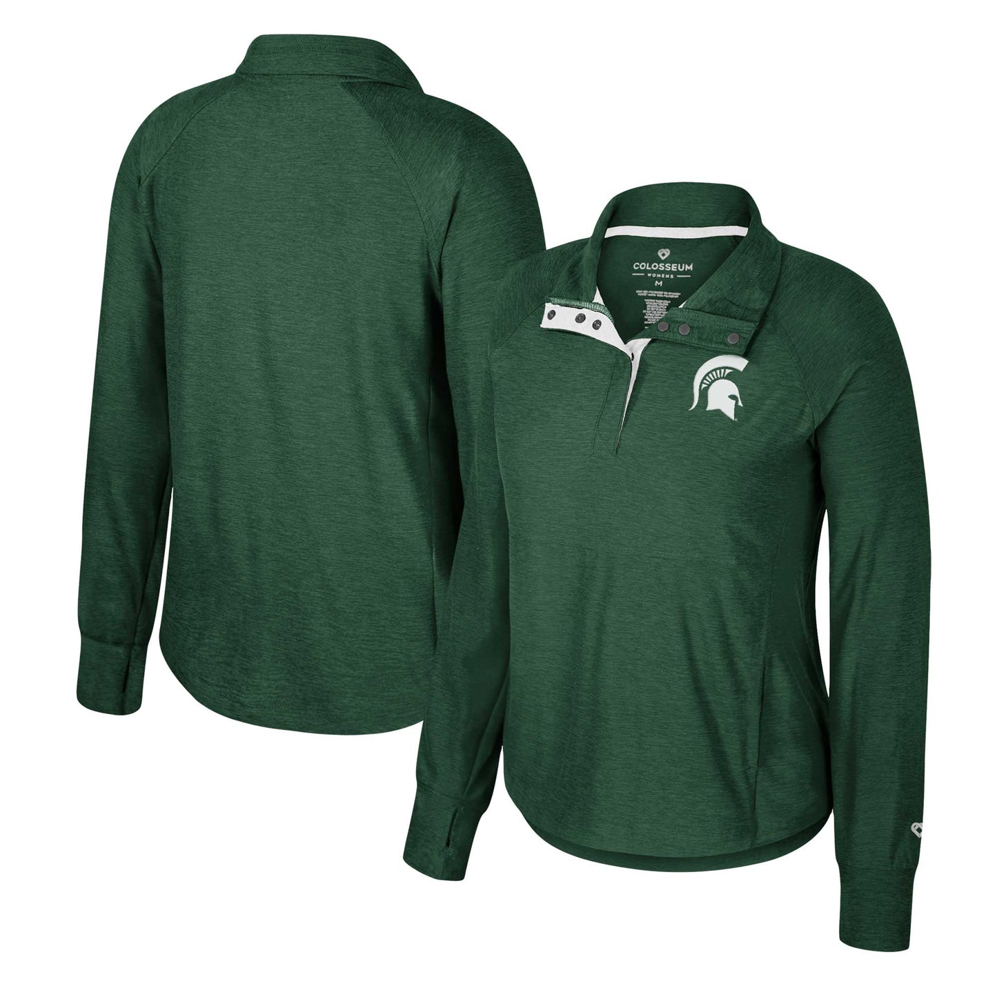 Women's Colosseum Green Michigan State Spartans Cressida Raglan Half-Snap Top