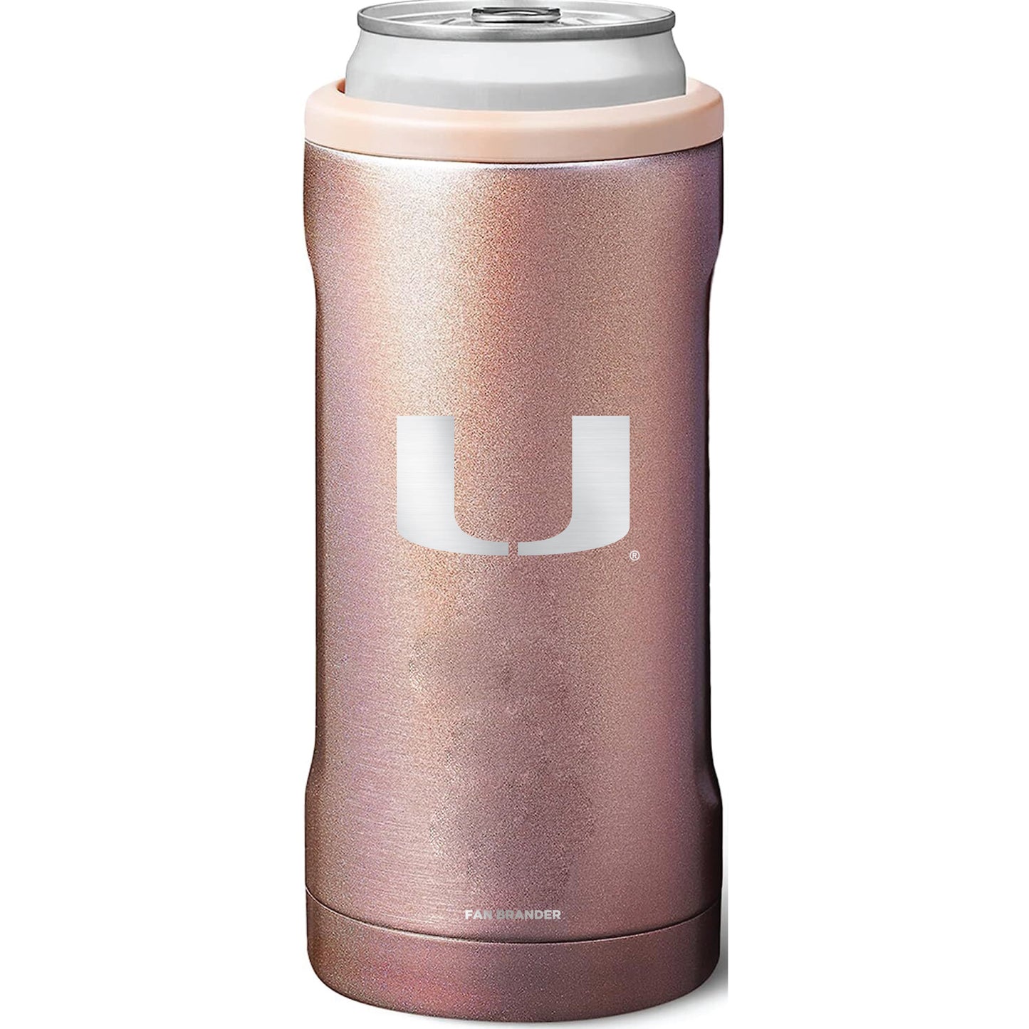 BruMate Miami Hurricanes 12oz. Primary Mark Glitter Slim Can Cooler