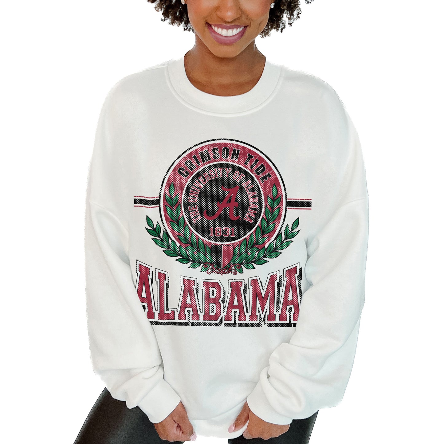 Women's Gameday Couture  White Alabama Crimson Tide Hot Shot Fleece Pullover Sweatshirt