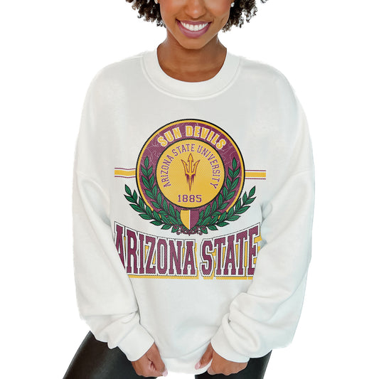 Women's Gameday Couture  White Arizona State Sun Devils Hot Shot Fleece Pullover Sweatshirt