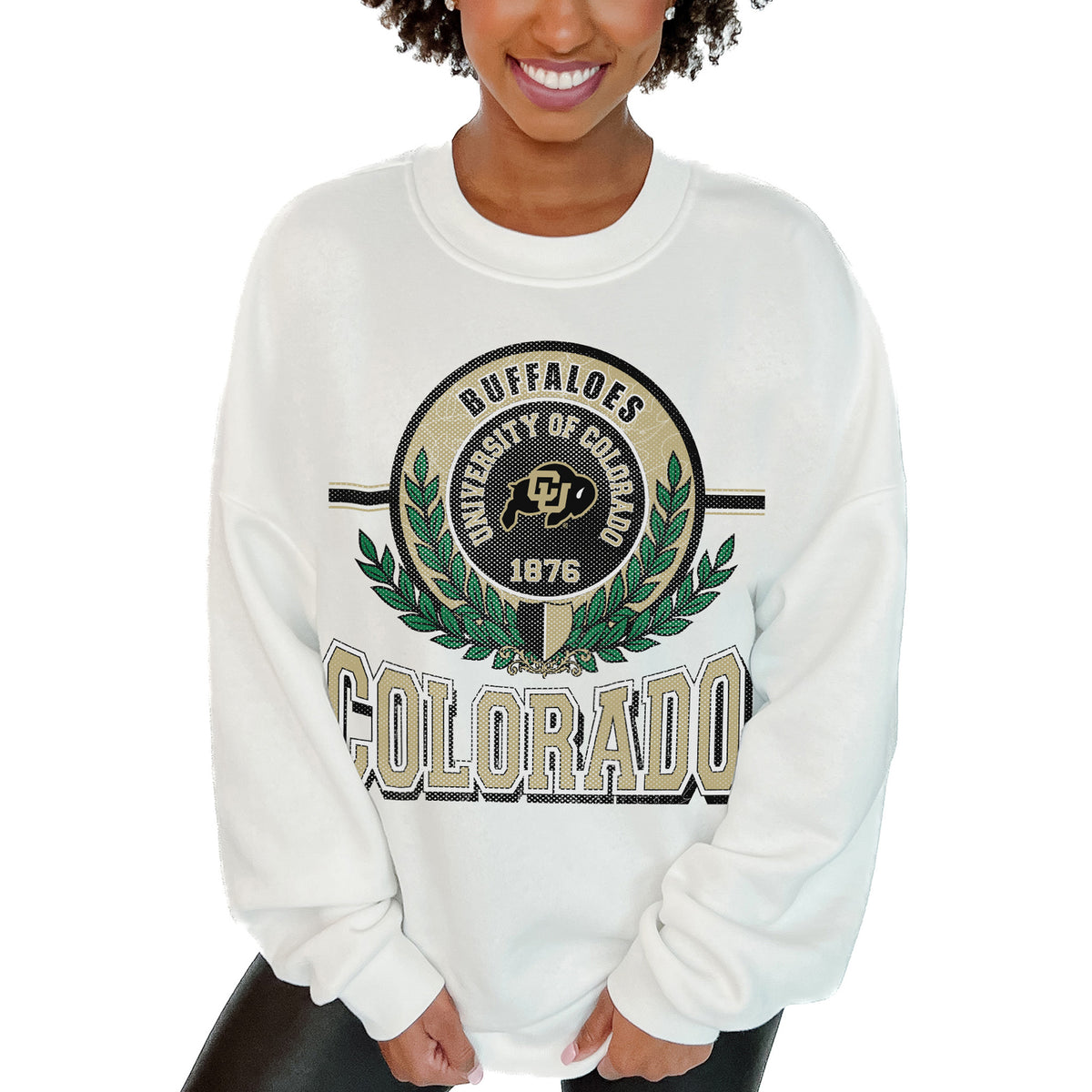 Women's Gameday Couture  White Colorado Buffaloes Hot Shot Fleece Pullover Sweatshirt