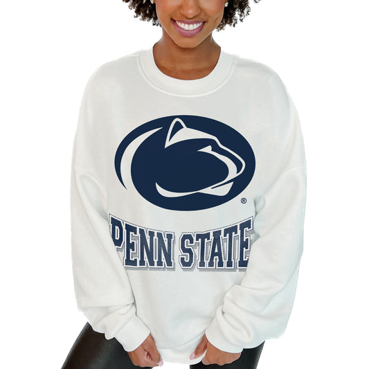 Women's Gameday Couture  White Penn State Nittany Lions Hot Shot Fleece Pullover Sweatshirt