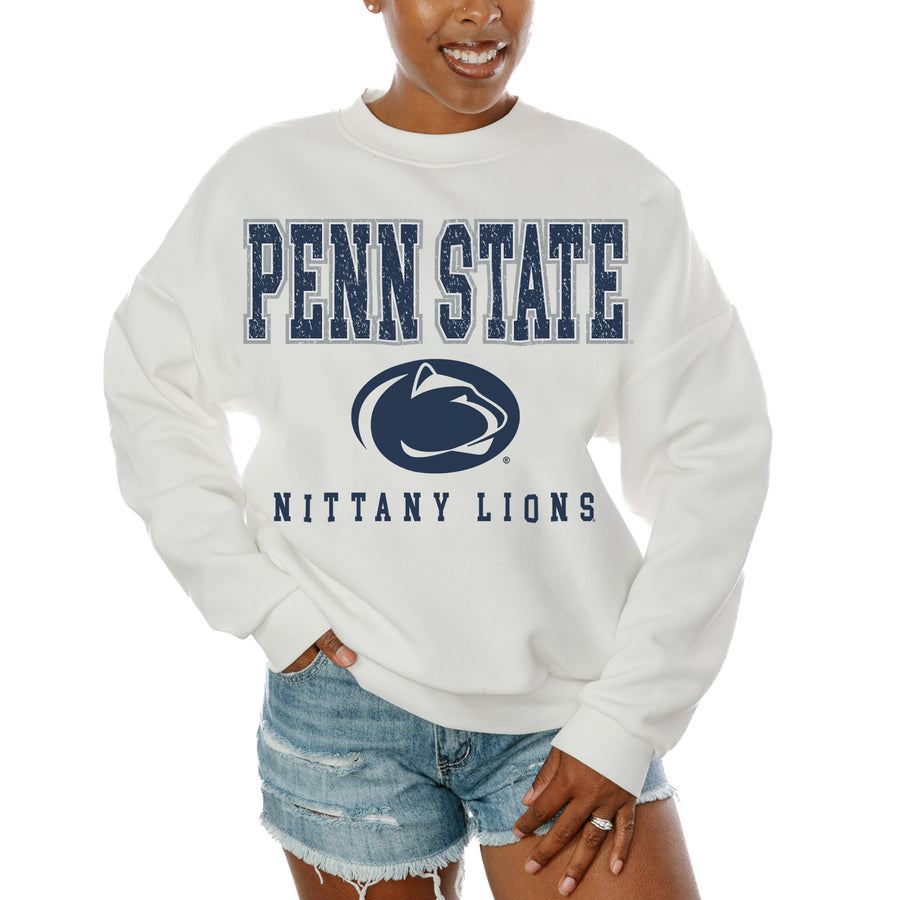 Women's Gameday Couture  White Penn State Nittany Lions Freestyle Fleece Pullover Sweatshirt