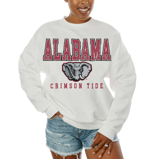 Women's Gameday Couture  White Alabama Crimson Tide Freestyle Fleece Pullover Sweatshirt