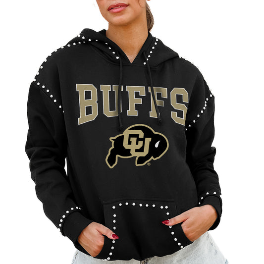 Women's Gameday Couture  Black Colorado Buffaloes Studded Pullover Hoodie