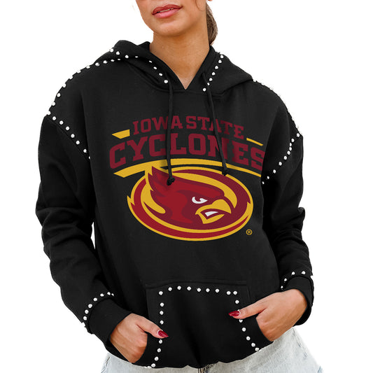 Women's Gameday Couture  Black Iowa State Cyclones Studded Pullover Hoodie