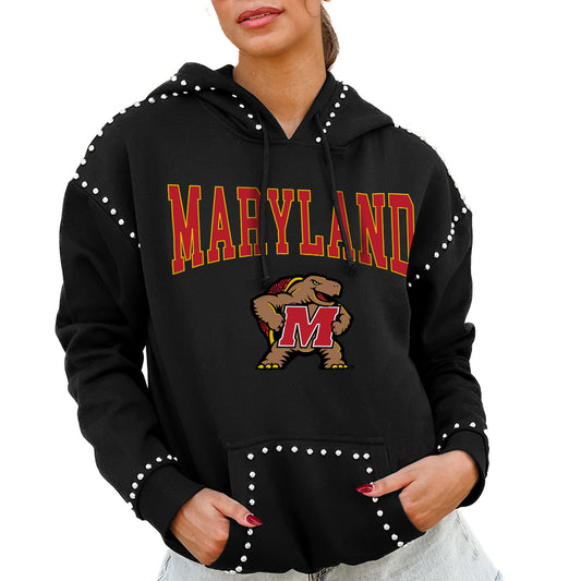 Women's Gameday Couture  Black Maryland Terrapins Studded Pullover Hoodie