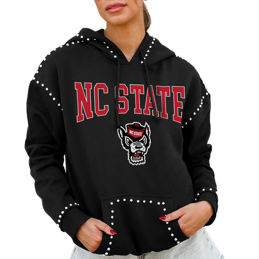 Women's Gameday Couture  Black NC State Wolfpack Studded Pullover Hoodie