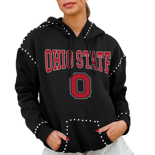 Women's Gameday Couture  Black Ohio State Buckeyes Studded Pullover Hoodie