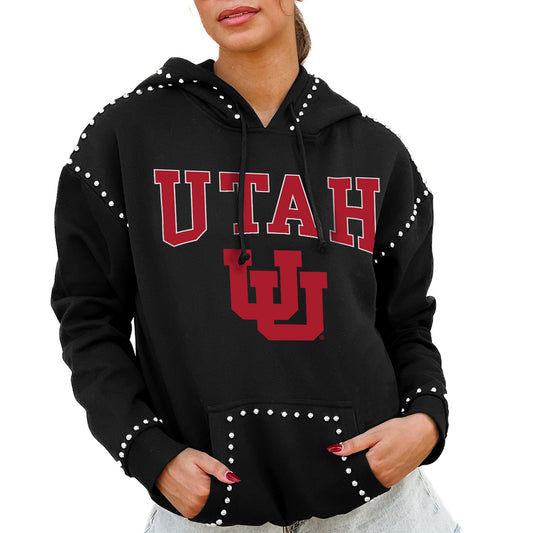 Women's Gameday Couture  Black Utah Utes Studded Pullover Hoodie