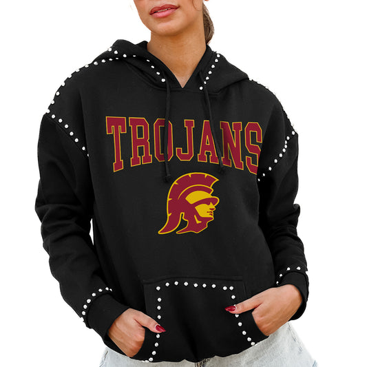 Women's Gameday Couture  Black USC Trojans Studded Pullover Hoodie