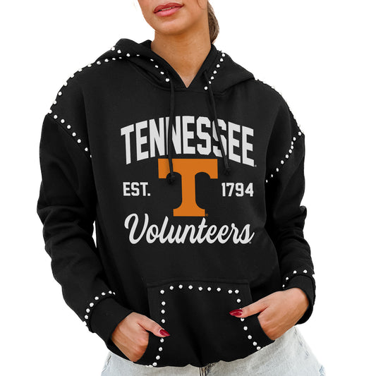 Women's Gameday Couture  Black Tennessee Volunteers Studded Pullover Hoodie