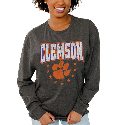 Women's Gameday Couture  Charcoal Clemson Tigers Everyday Long Sleeve T-Shirt