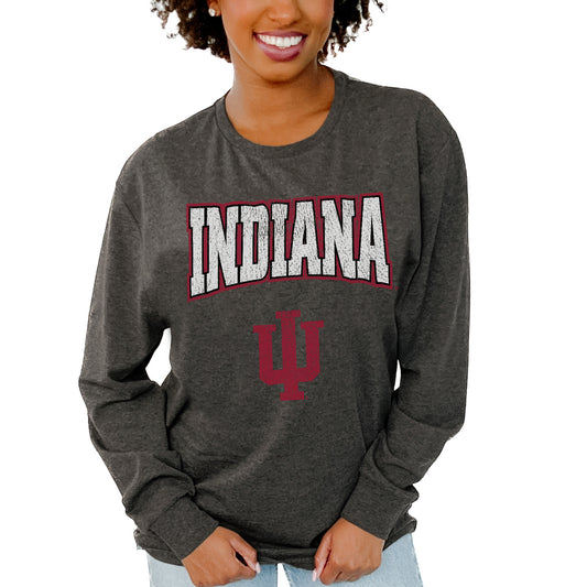 Women's Gameday Couture  Charcoal Indiana Hoosiers Everyday Long Sleeve T-Shirt