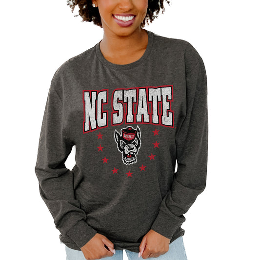 Women's Gameday Couture  Charcoal NC State Wolfpack Everyday Long Sleeve T-Shirt