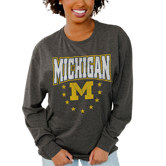 Women's Gameday Couture  Charcoal Michigan Wolverines Everyday Long Sleeve T-Shirt