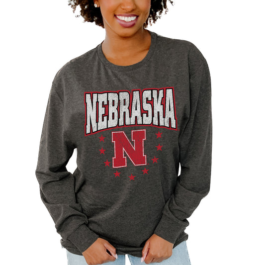 Women's Gameday Couture  Charcoal Nebraska Huskers Everyday Long Sleeve T-Shirt