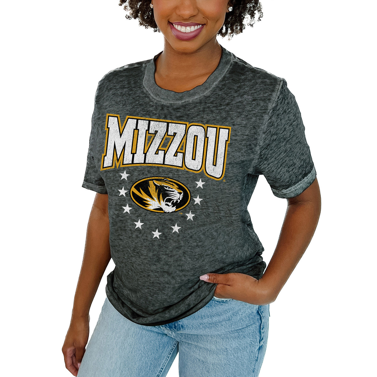 Women's Gameday Couture  Charcoal Missouri Tigers Sprint T-Shirt