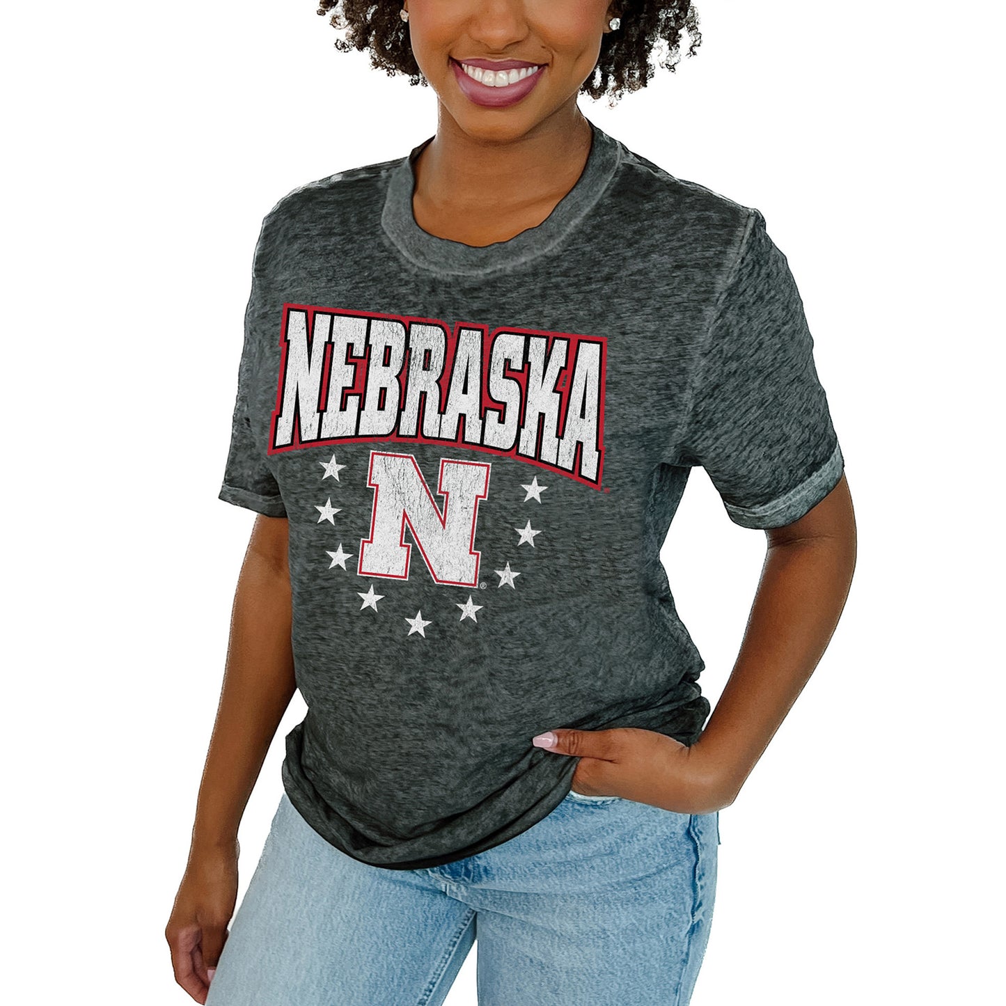 Women's Gameday Couture  Charcoal Nebraska Huskers Sprint T-Shirt