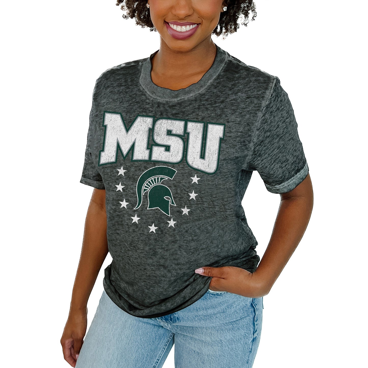 Women's Gameday Couture  Charcoal Michigan State Spartans Sprint T-Shirt