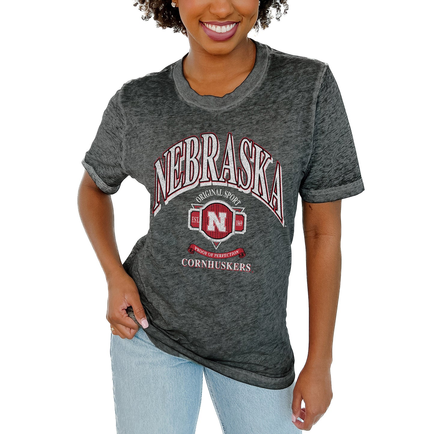 Women's Gameday Couture  Charcoal Nebraska Huskers Switch T-Shirt