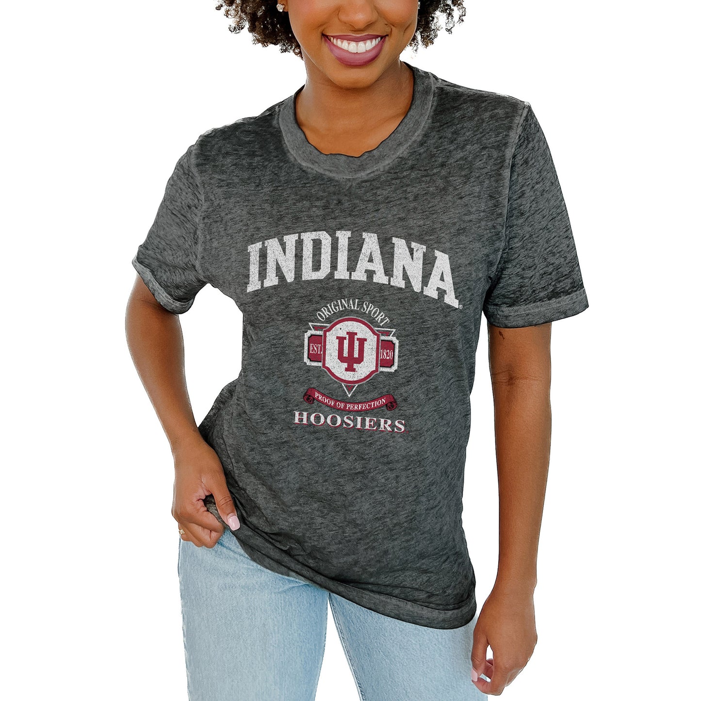 Women's Gameday Couture  Charcoal Indiana Hoosiers Switch T-Shirt