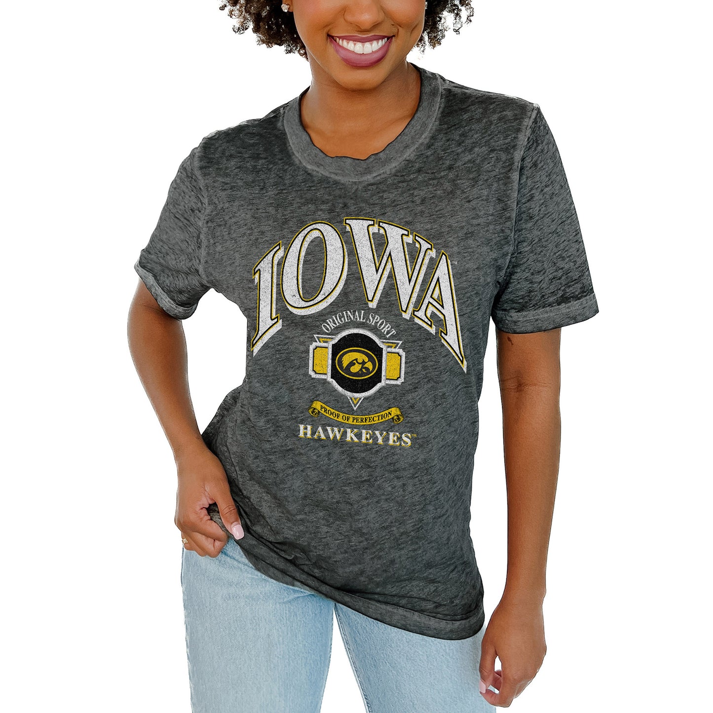 Women's Gameday Couture  Charcoal Iowa Hawkeyes Switch T-Shirt