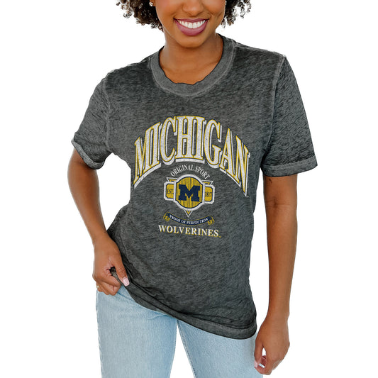 Women's Gameday Couture  Charcoal Michigan Wolverines Switch T-Shirt