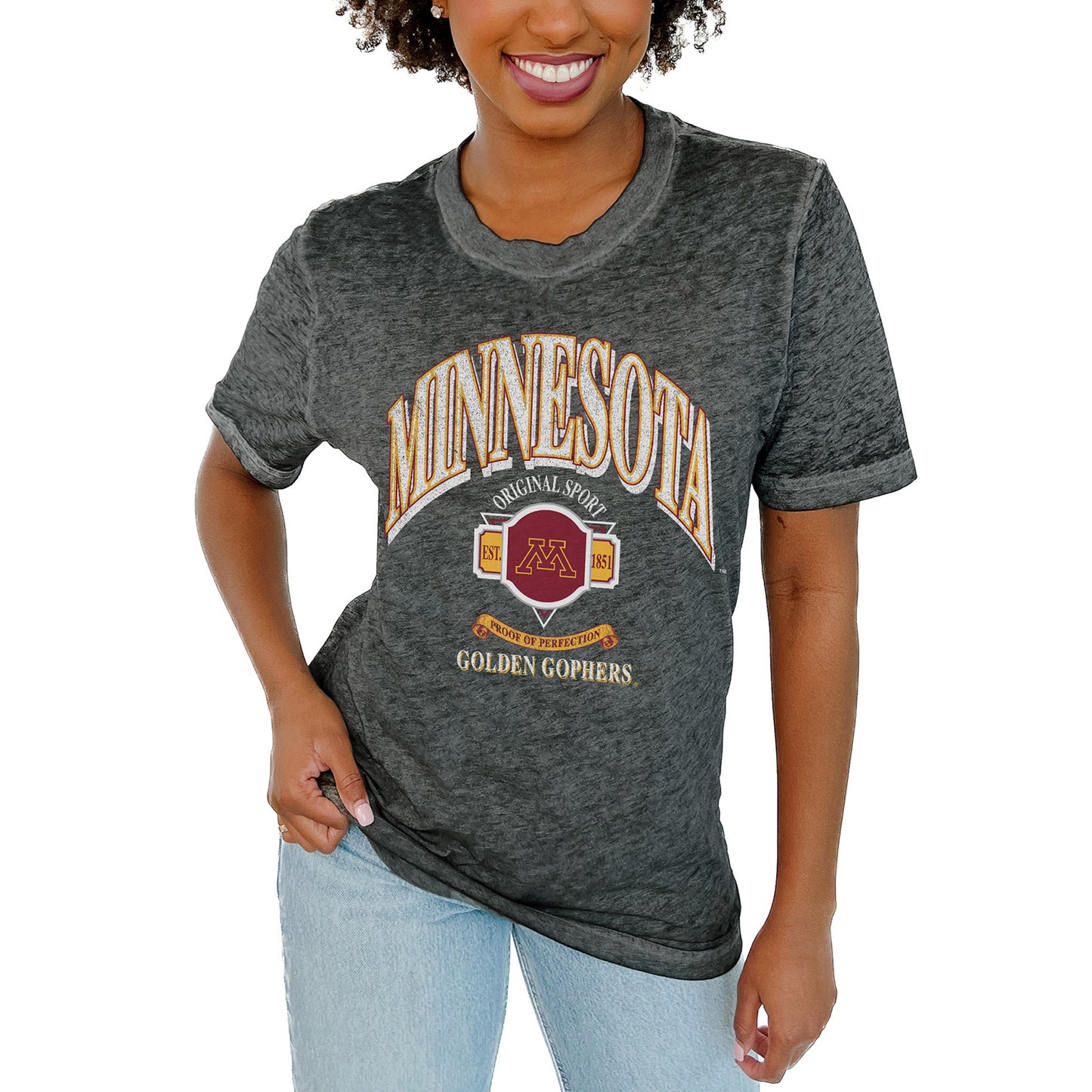 Women's Gameday Couture  Charcoal Minnesota Golden Gophers Switch T-Shirt