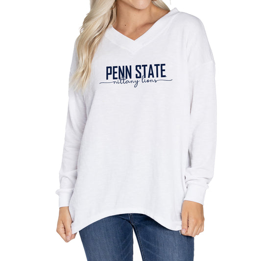 Women's  White Penn State Nittany Lions Bailey V-Neck Long Sleeve T-Shirt