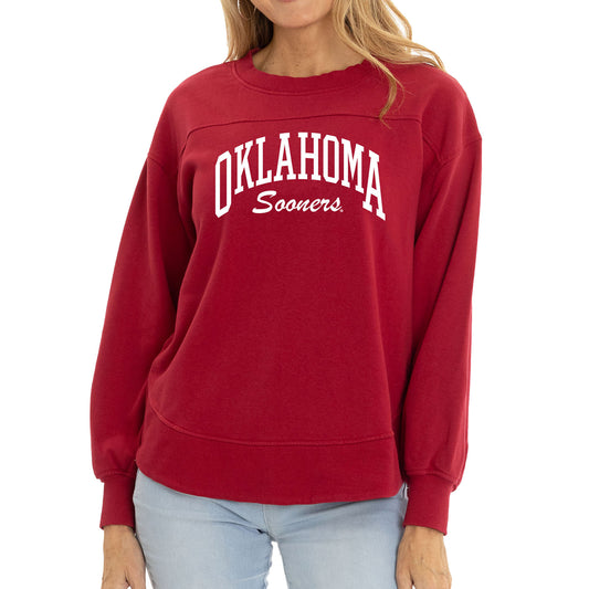 Women's  Crimson Oklahoma Sooners Yvette Pullover Sweatshirt