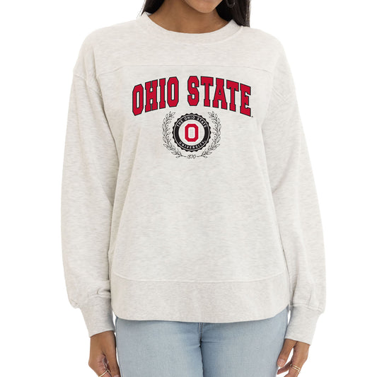 Women's  Ash Ohio State Buckeyes Yvette Pullover Sweatshirt